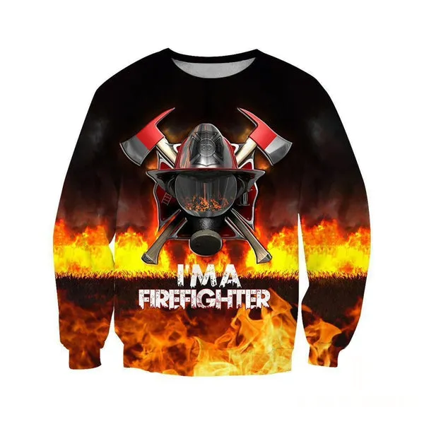 I'm A Firefighter Mask and Axe All Over Printed 3D Christmas Sweatshirt