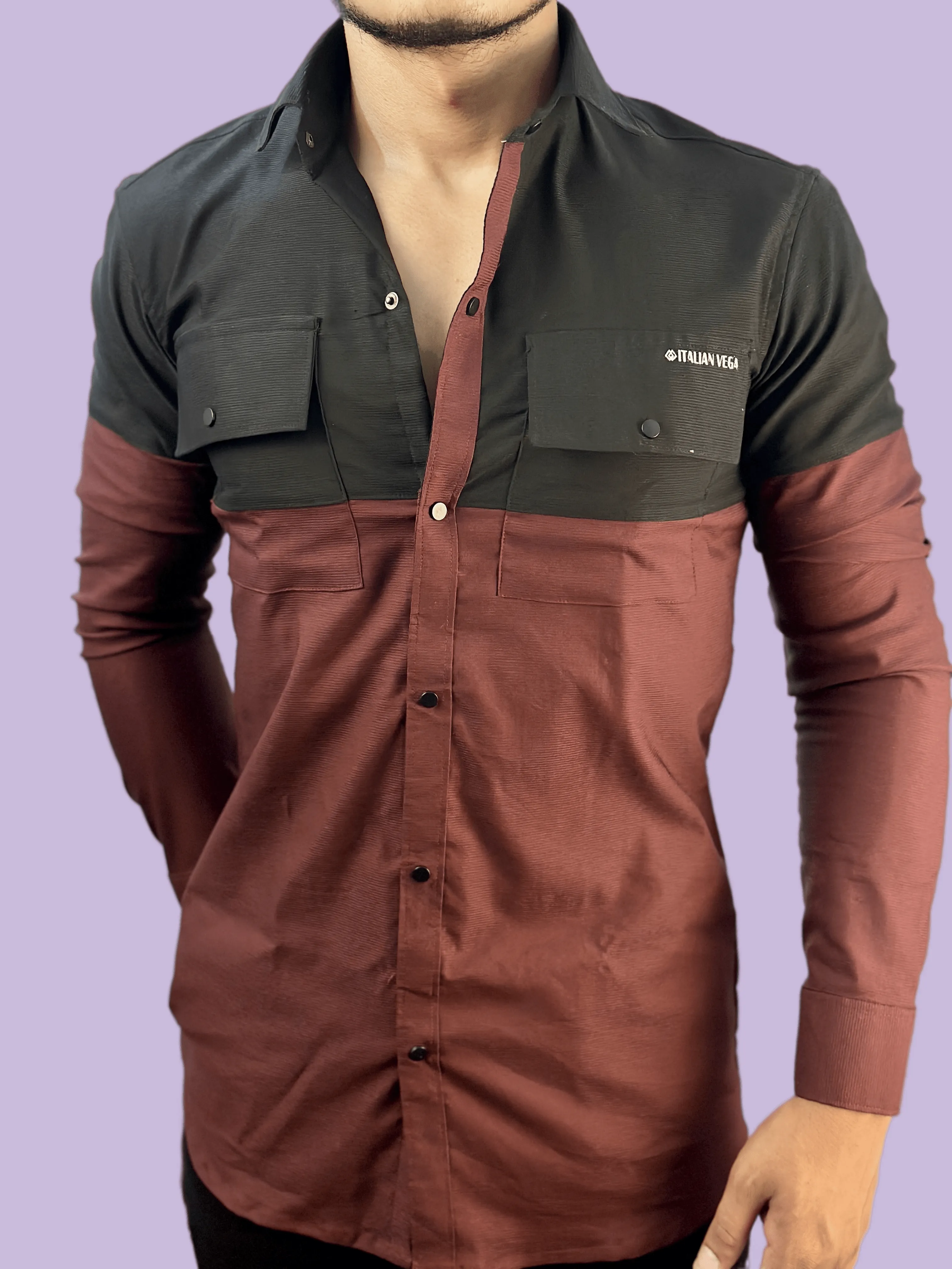 Italian Vega Dual Shade Corduroy Shirt T187