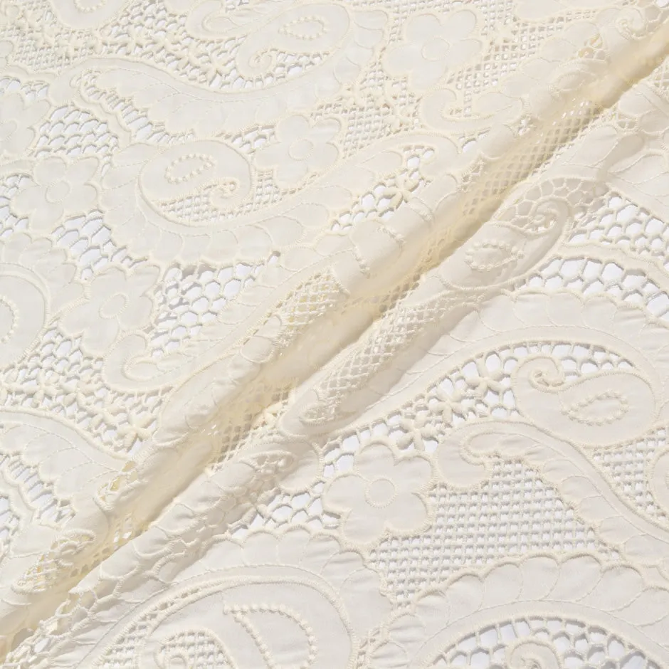 Ivory Paisley Open Work Georgette Anglaise