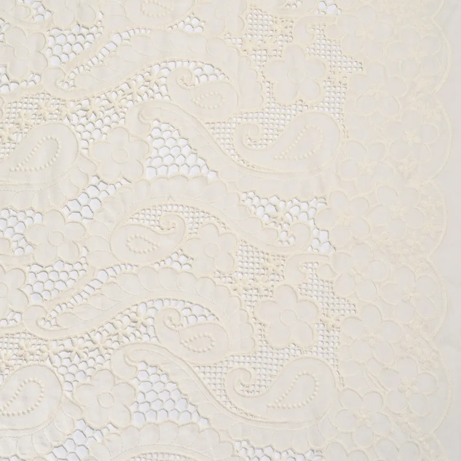 Ivory Paisley Open Work Georgette Anglaise