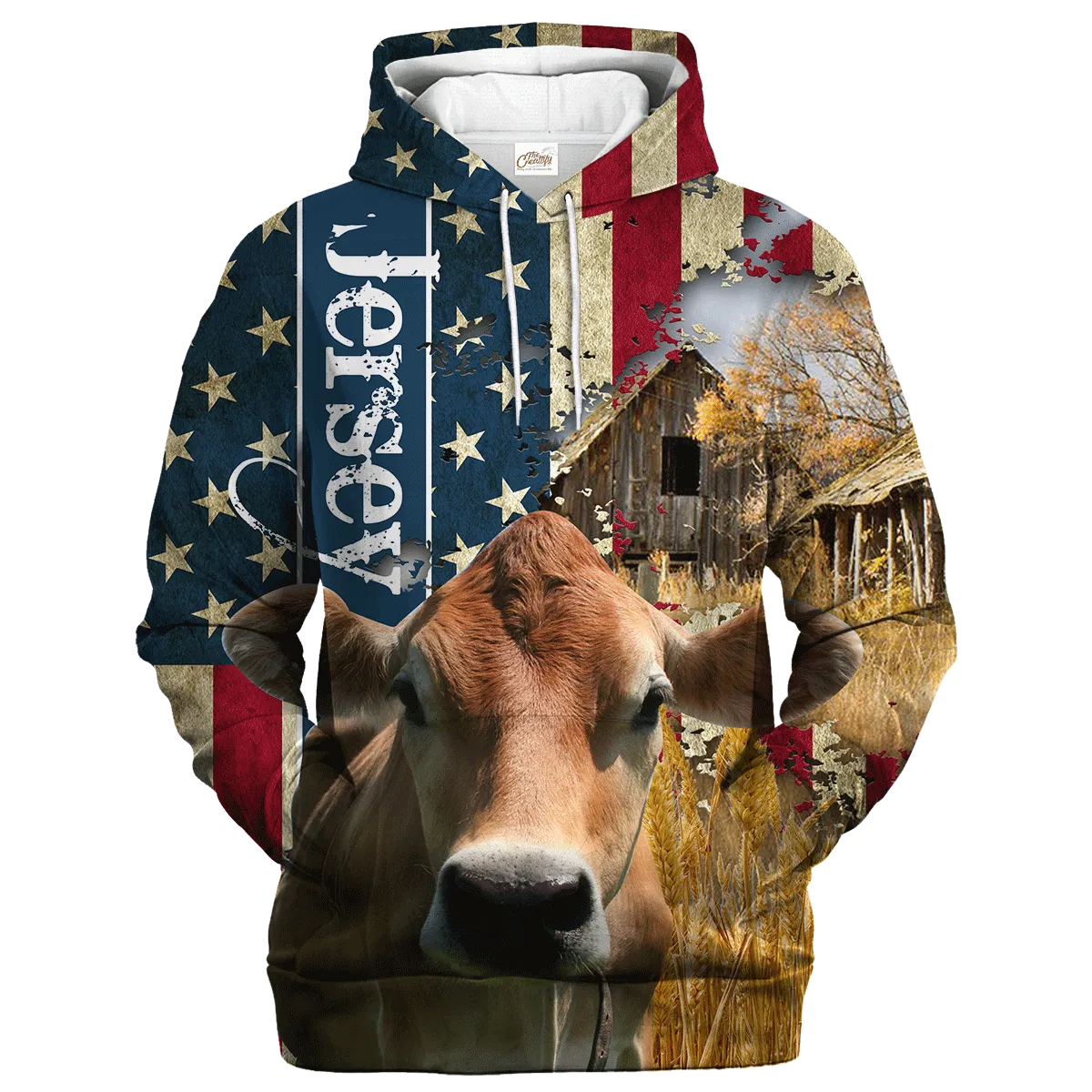 Jersey Farm With America Flag Hoodie