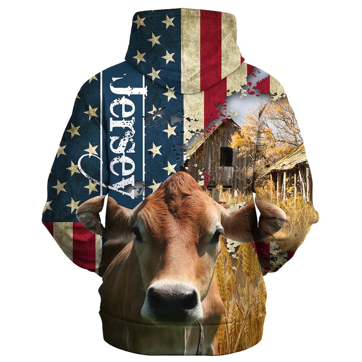 Jersey Farm With America Flag Hoodie