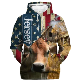 Jersey Farm With America Flag Hoodie