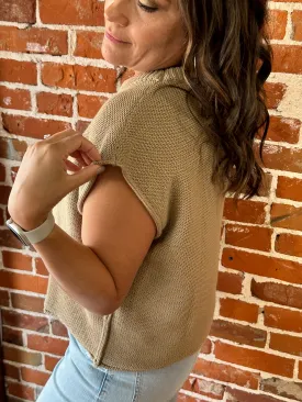 Khaki Knit Sweater Vest Top