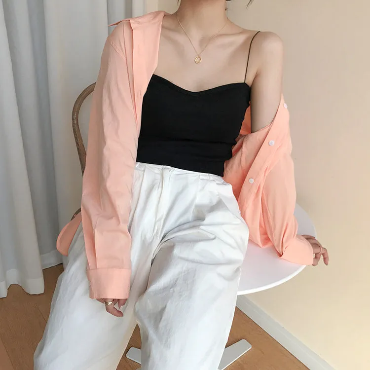 [Korean Style] Belle 5 Colors thin strap Cotton Camis