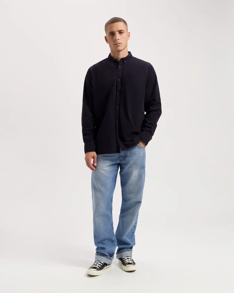 KUYICHI Lawrence cross corduroy shirt midnight blue men