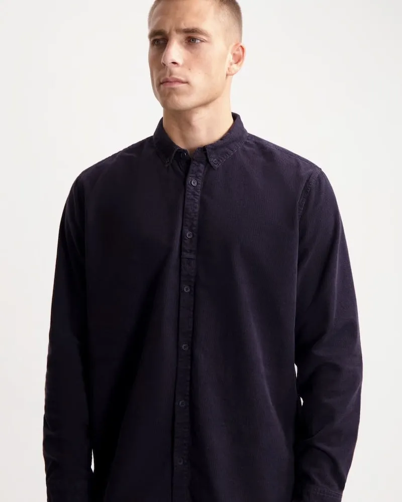 KUYICHI Lawrence cross corduroy shirt midnight blue men