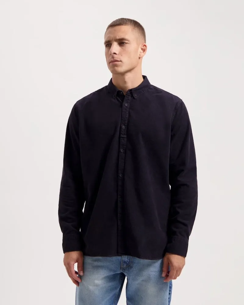 KUYICHI Lawrence cross corduroy shirt midnight blue men