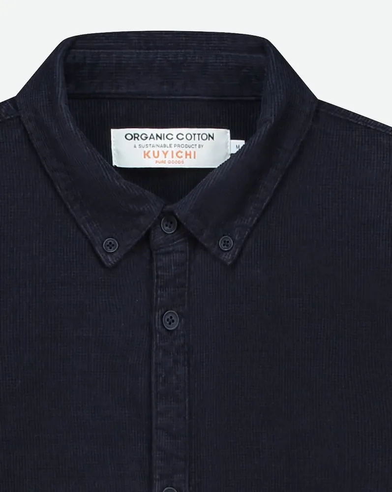 KUYICHI Lawrence cross corduroy shirt midnight blue men