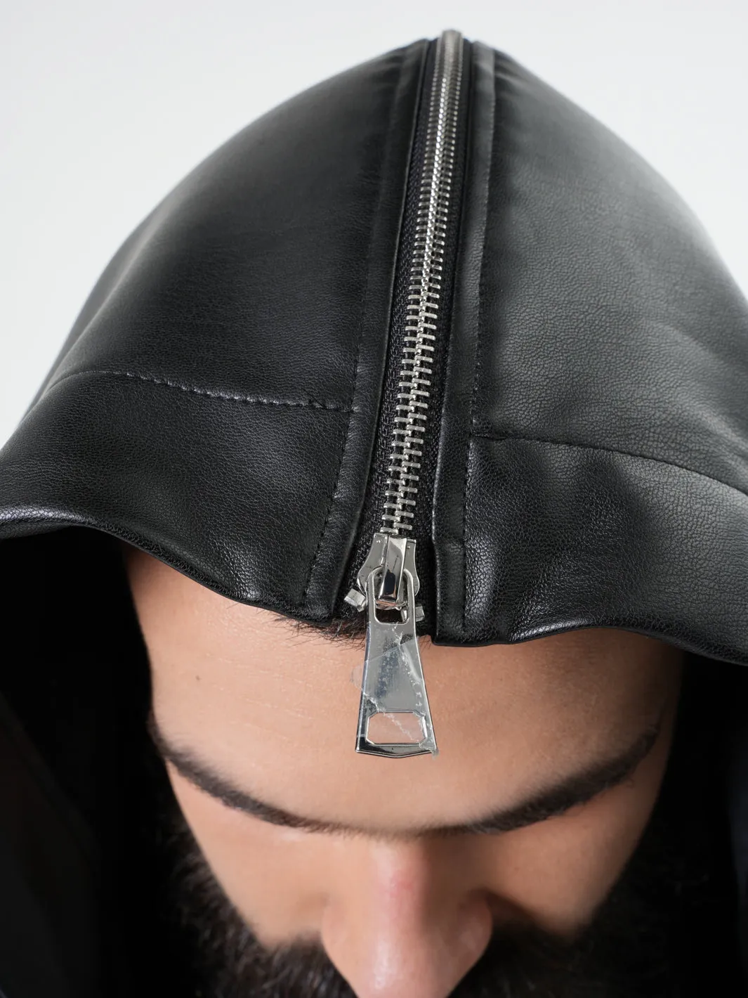 Leather Hood Mens Sweatshirt