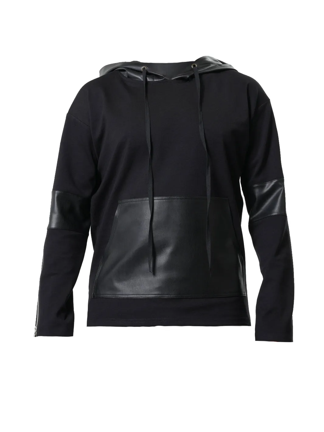 Leather Hood Mens Sweatshirt