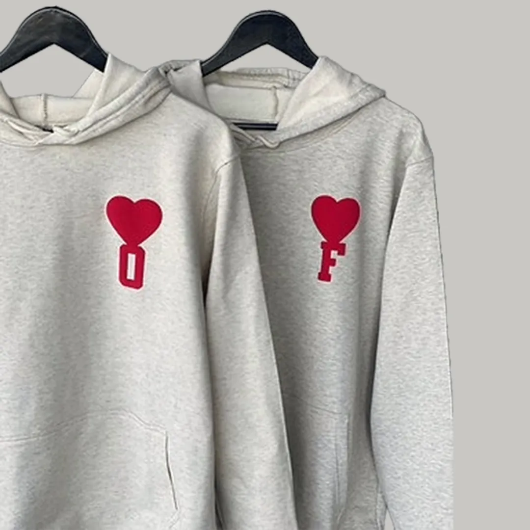 Letter With Heart - ( Puff Hoodie)