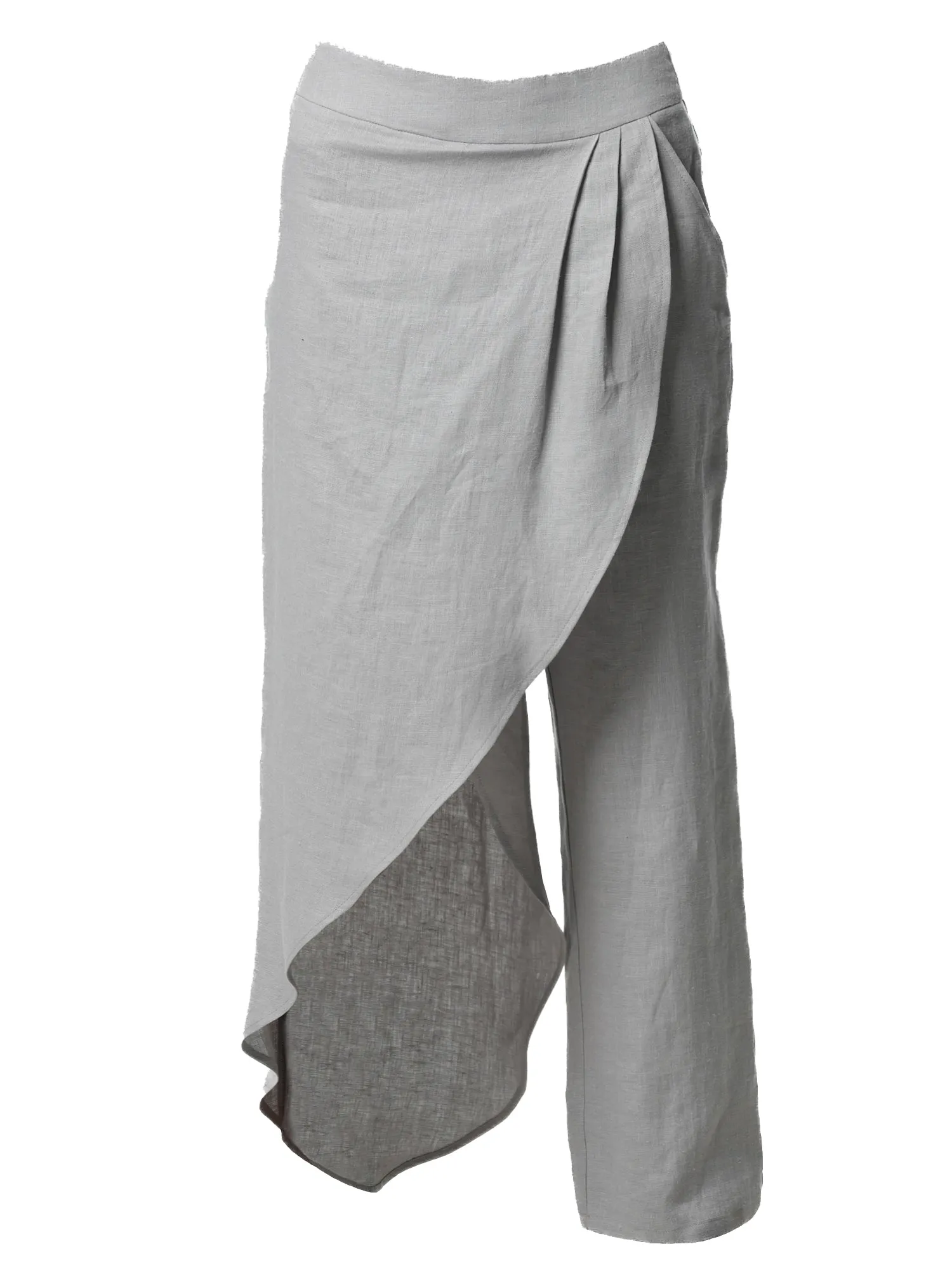 Loose Linen Pants In Gray