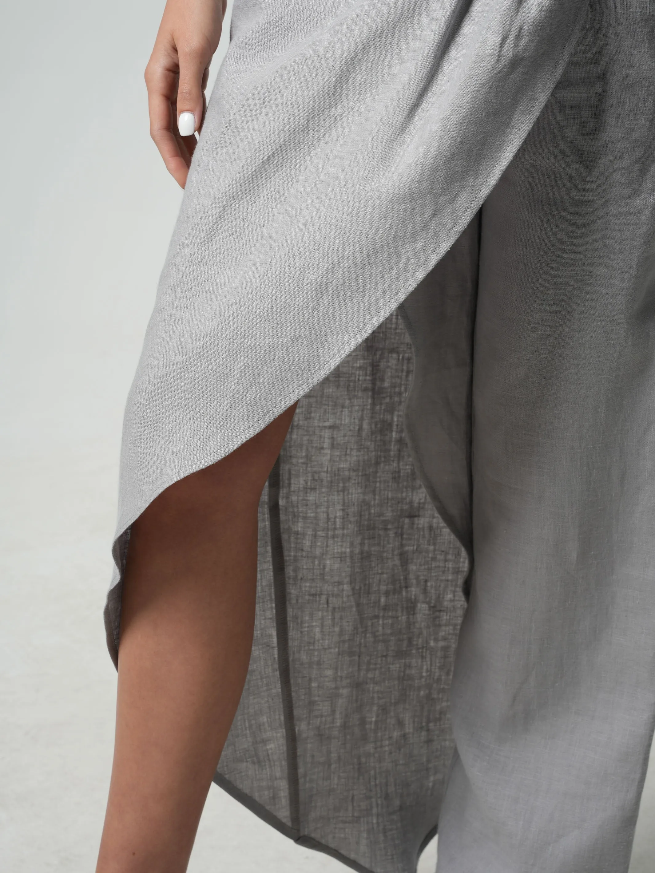 Loose Linen Pants In Gray