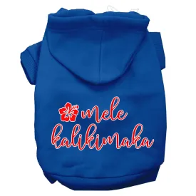 Mele Kalikimaka Screen Print Dog Hoodie Blue Xl