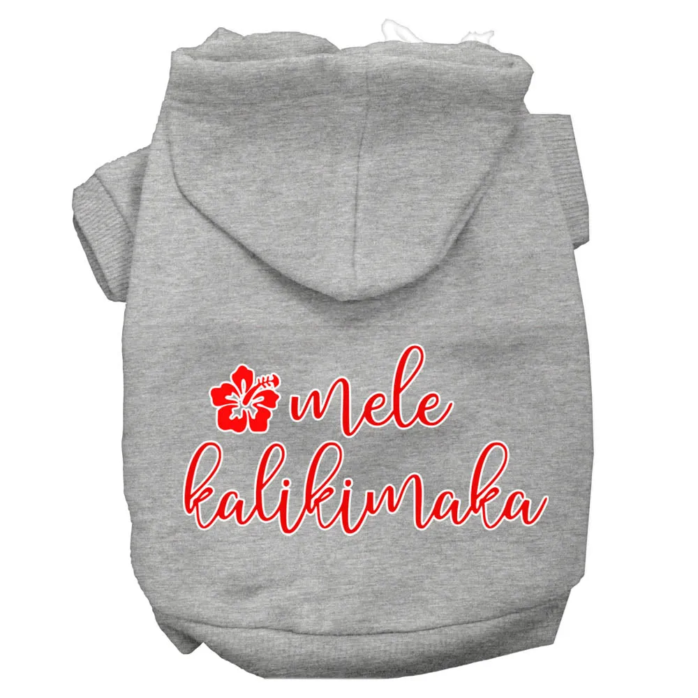 Mele Kalikimaka Screen Print Dog Hoodie Grey Xxxl