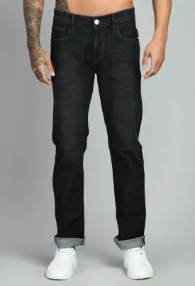 Men's Black Flat Finish Straight Fit Jeans