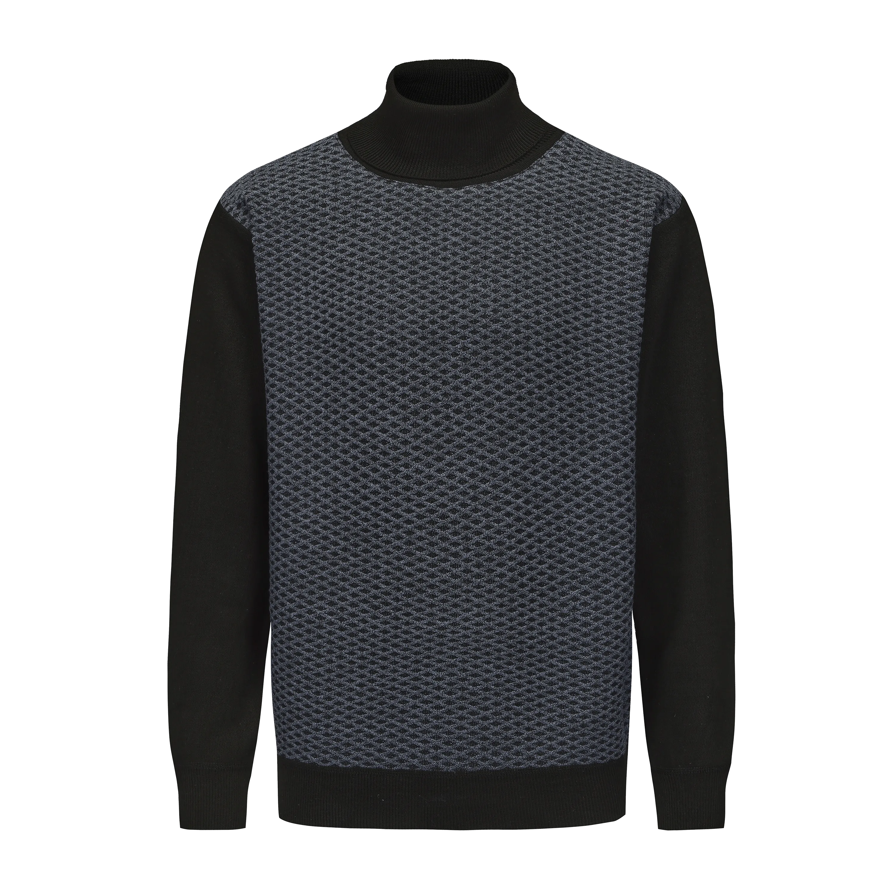 Men's Mock Neck Diamond Knitted Sweater