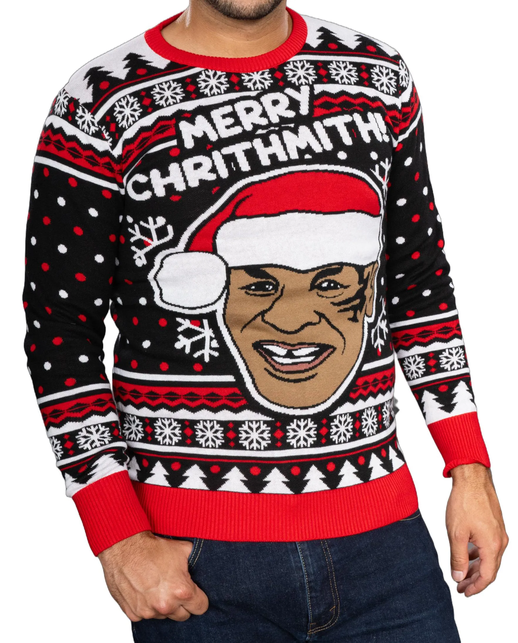 Merry Chrithmith! Funny Boxer Knitted Ugly Christmas Sweater - Long Sleeve for Men and Women