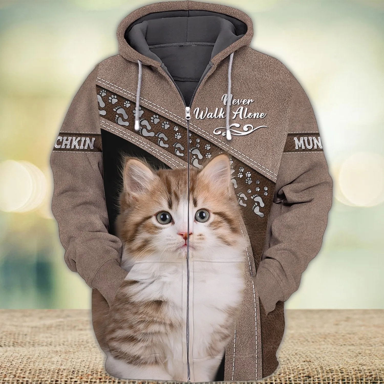 Munchkin Cat Love Never Walk Alone 3D Full Print Sweatshirt, Christmas Cat Shirt