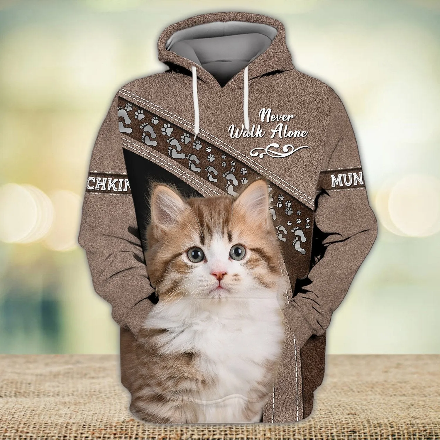 Munchkin Cat Love Never Walk Alone 3D Full Print Sweatshirt, Christmas Cat Shirt