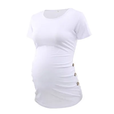 Pack Of 3Pcs Maternity Clothes Ropa Embarazada Tee Shirt Tops Pregnancy T-Shirt Casual Flattering Side Ruching