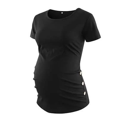 Pack Of 3Pcs Maternity Clothes Ropa Embarazada Tee Shirt Tops Pregnancy T-Shirt Casual Flattering Side Ruching