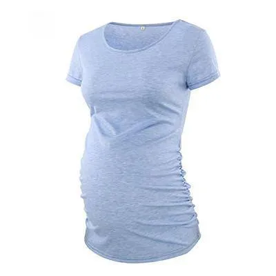 Pack Of 3Pcs Maternity Clothes Ropa Embarazada Tee Shirt Tops Pregnancy T-Shirt Casual Flattering Side Ruching