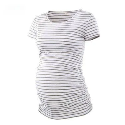 Pack Of 3Pcs Maternity Clothes Ropa Embarazada Tee Shirt Tops Pregnancy T-Shirt Casual Flattering Side Ruching