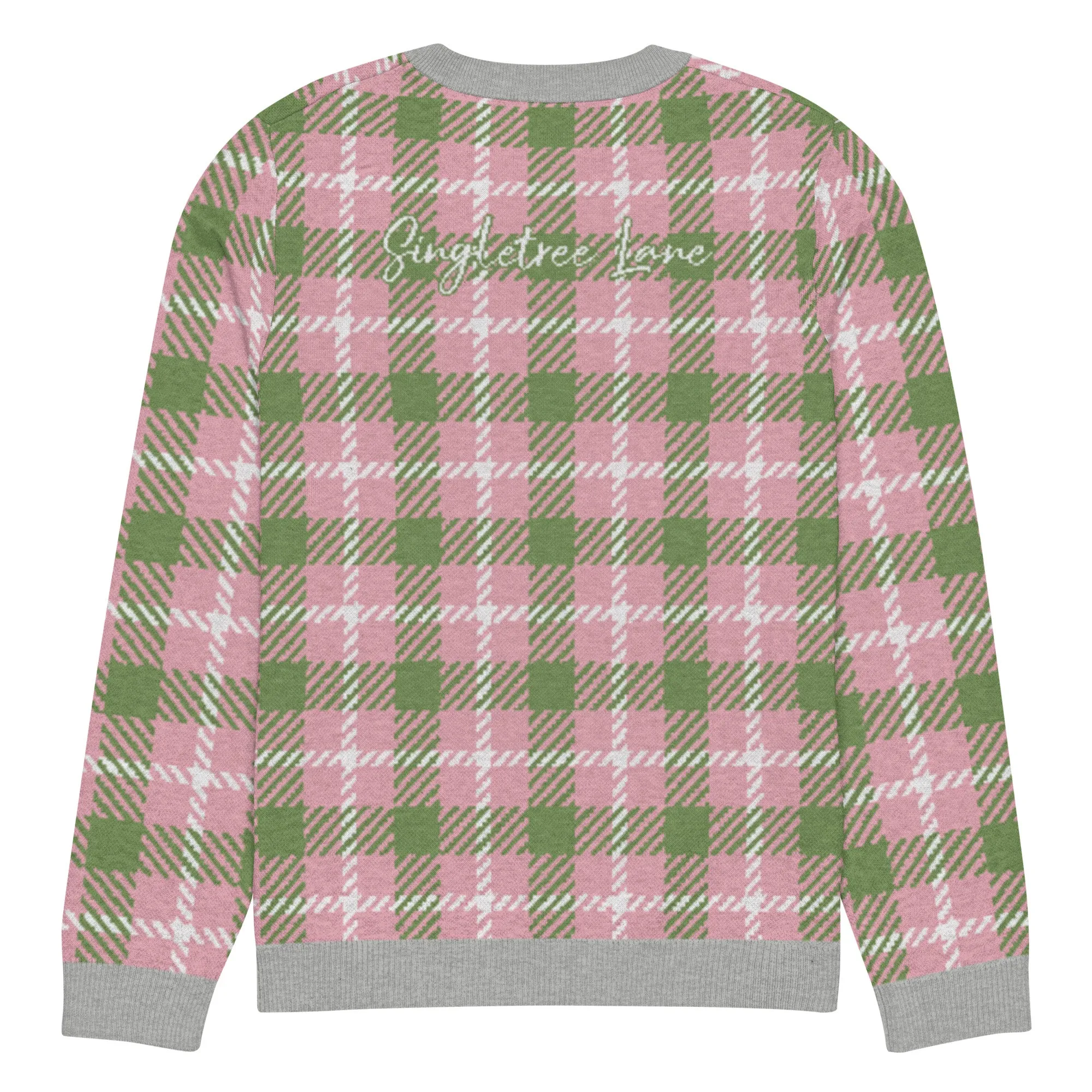 Pink Patriot Plaid Knitted Crewneck Sweater