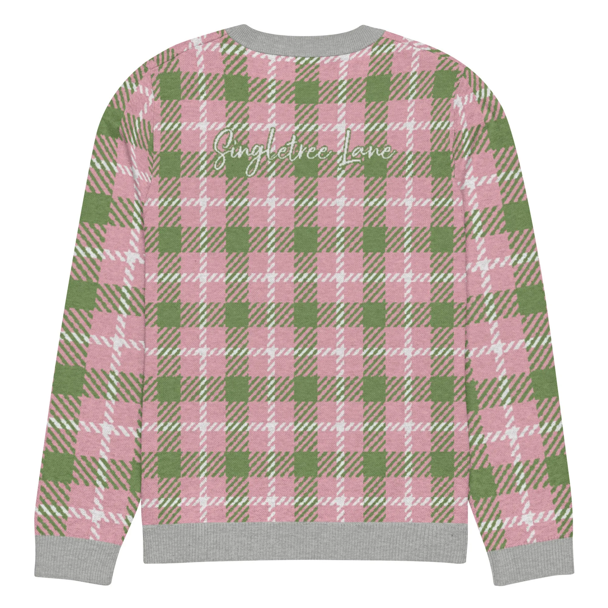 Pink Patriot Plaid Knitted Crewneck Sweater