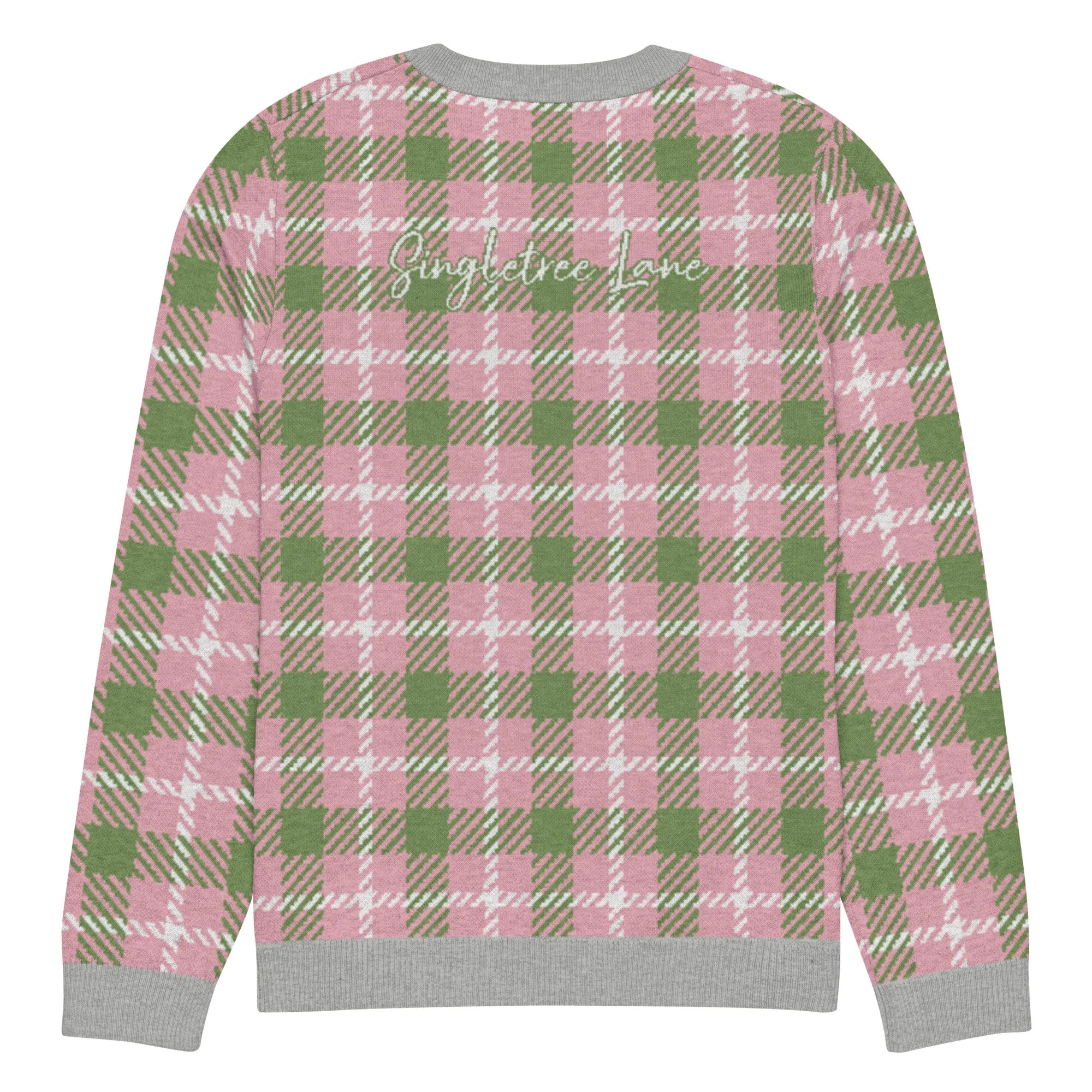 Pink Patriot Plaid Knitted Crewneck Sweater