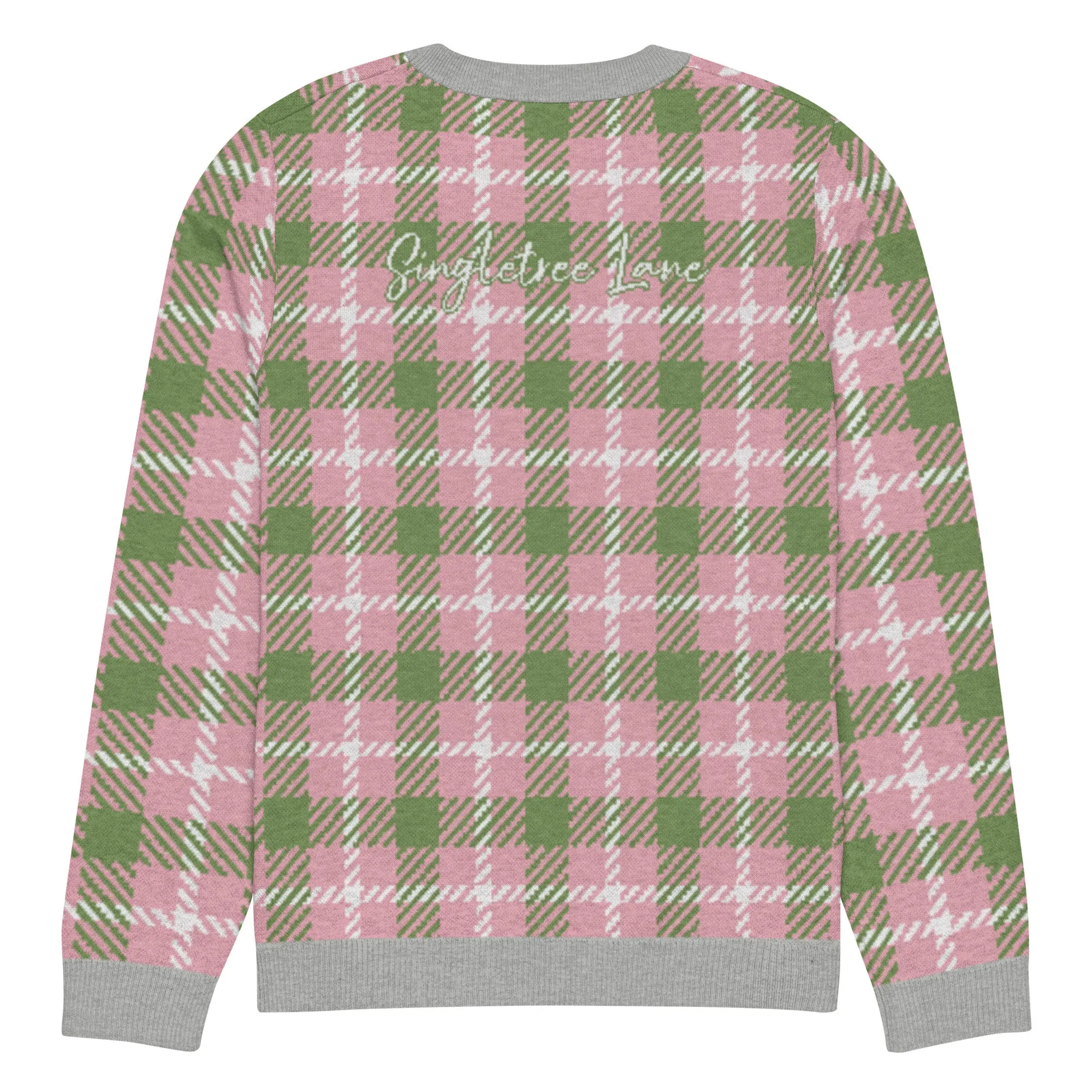 Pink Patriot Plaid Knitted Crewneck Sweater