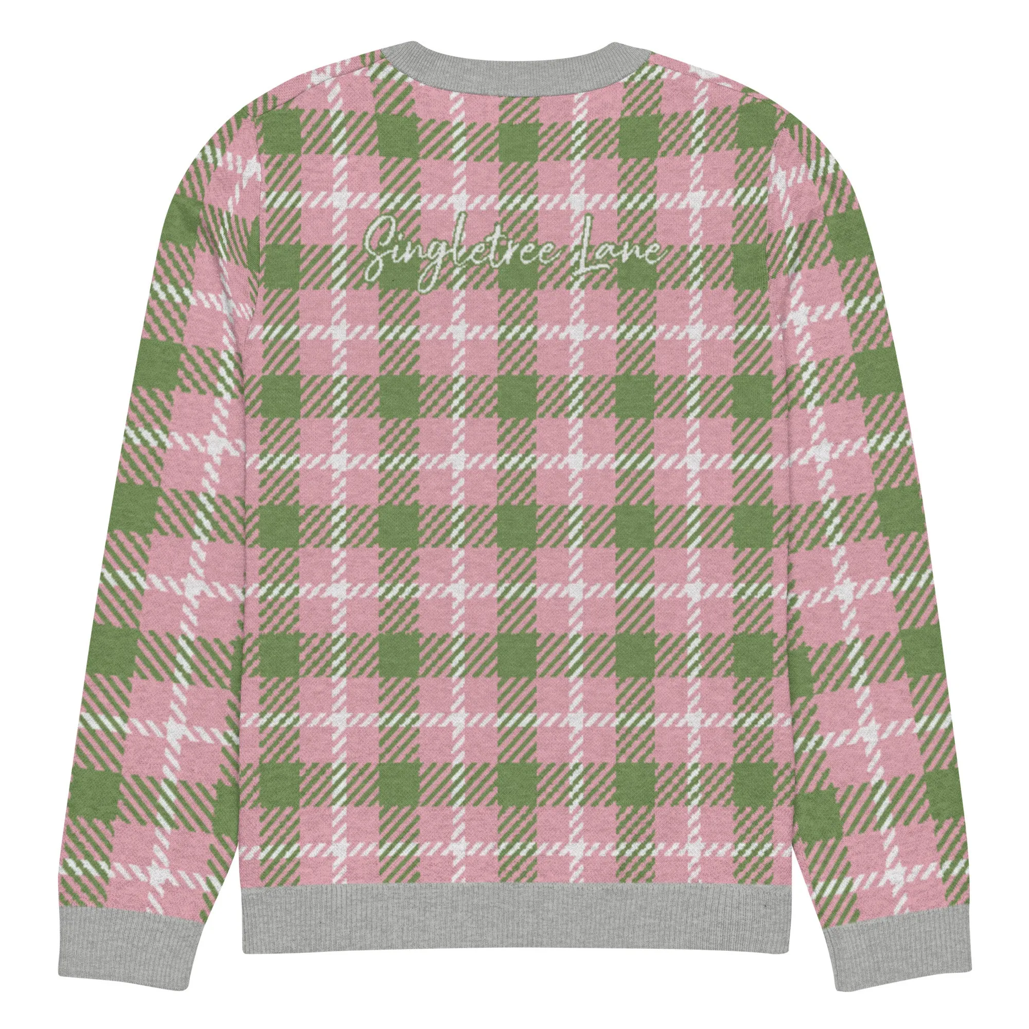 Pink Patriot Plaid Knitted Crewneck Sweater