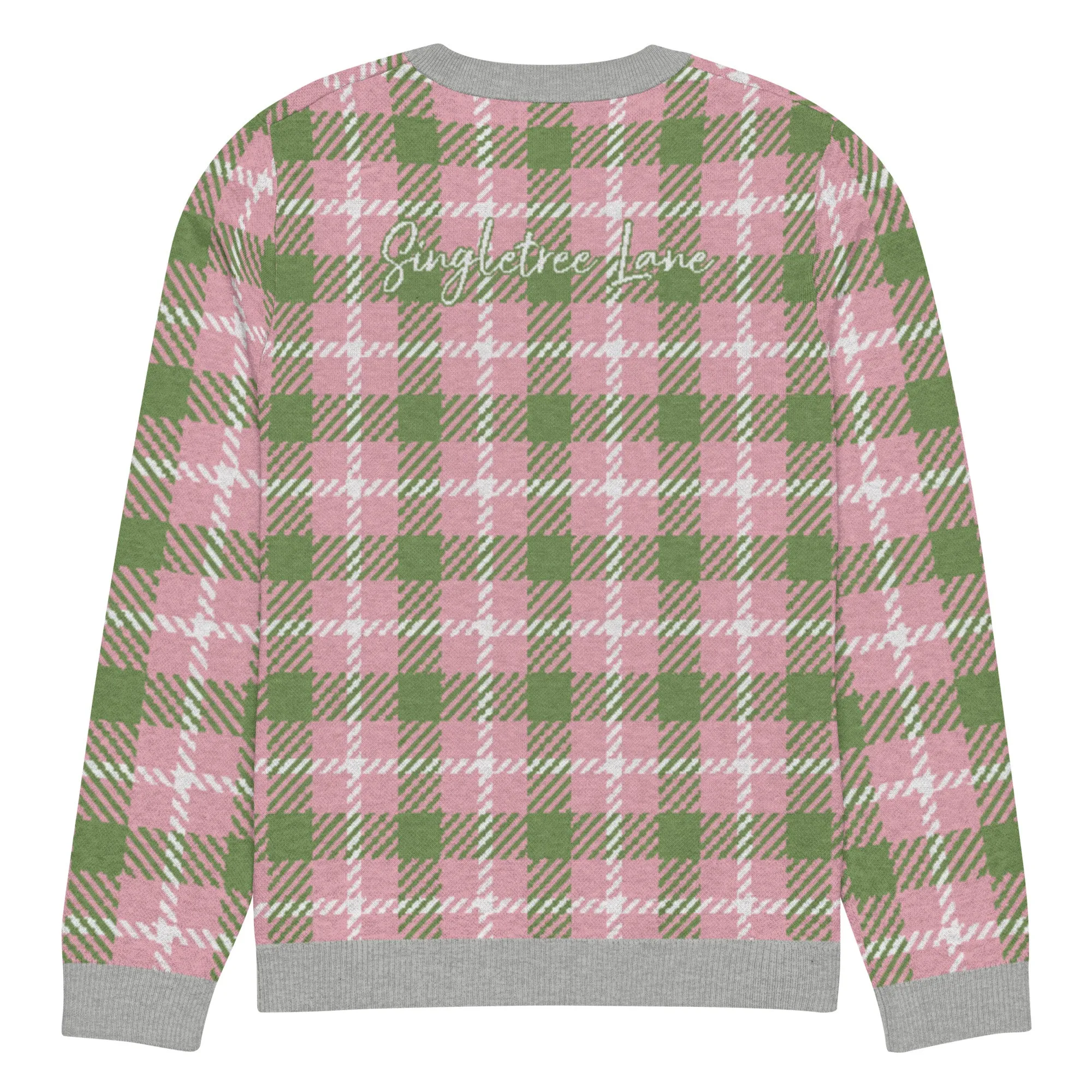 Pink Patriot Plaid Knitted Crewneck Sweater