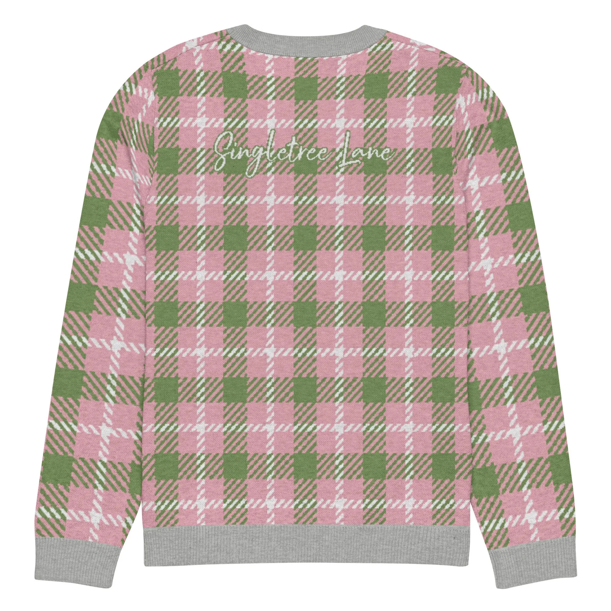 Pink Patriot Plaid Knitted Crewneck Sweater