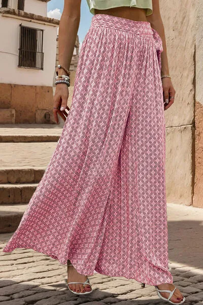 Printed Tied Wide Leg Pants