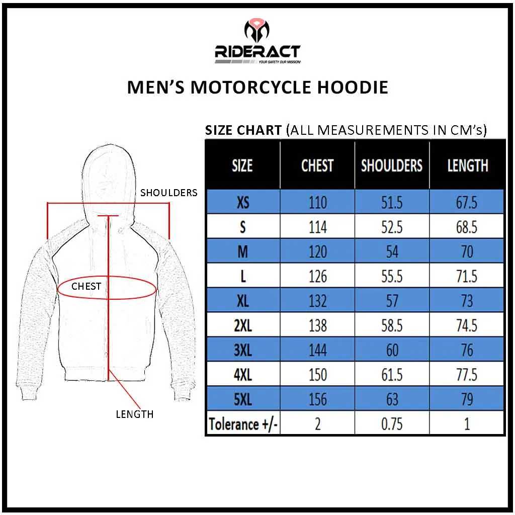 RIDERACT® Riding Motorcycle Hoodie Black Reinforced with Aramid Fiber