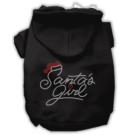 Santa's Girl Rhinestone Dog Hoodie Black L (14)