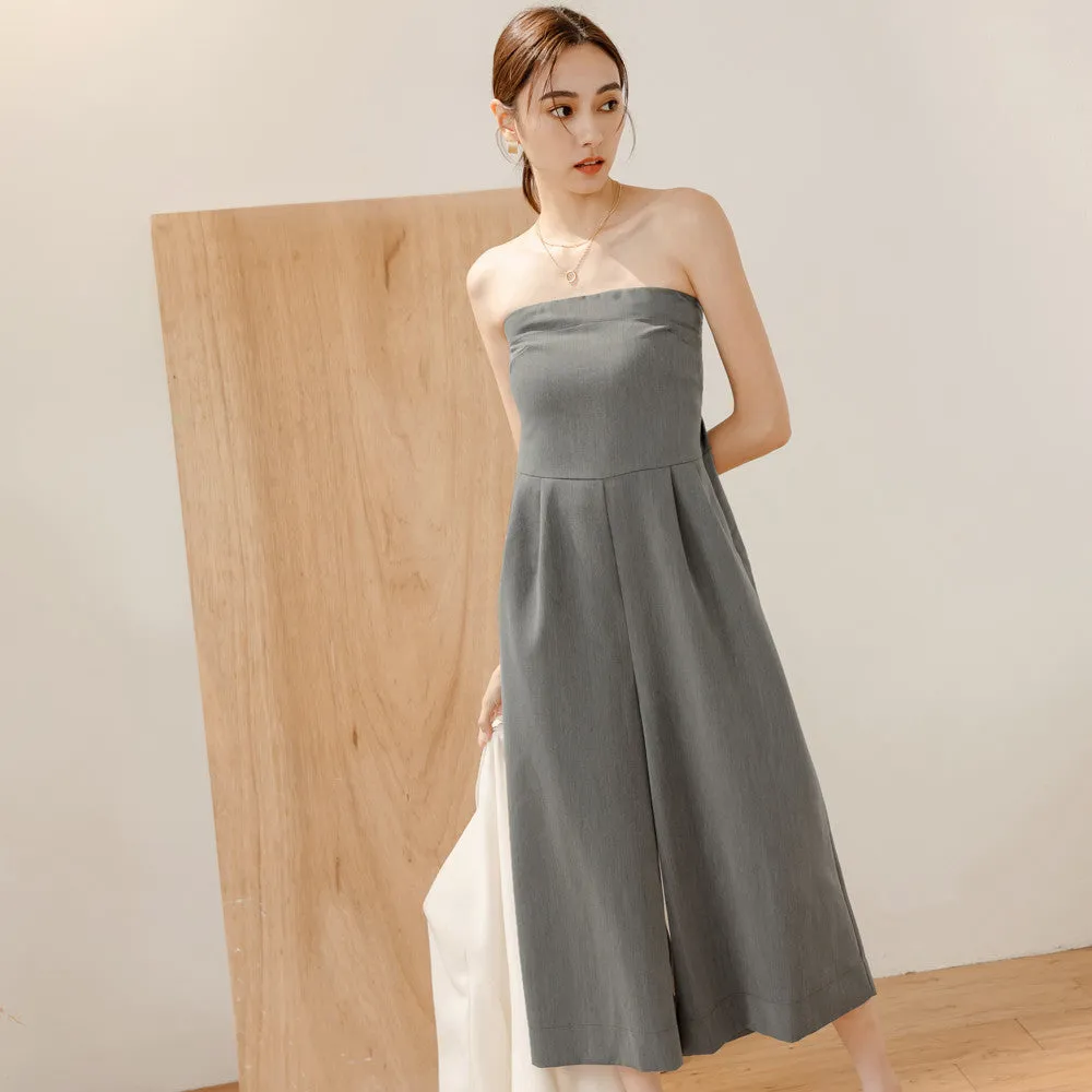 Sexy Strapless Culottes Wide Leg Long Jumpsuit Pants