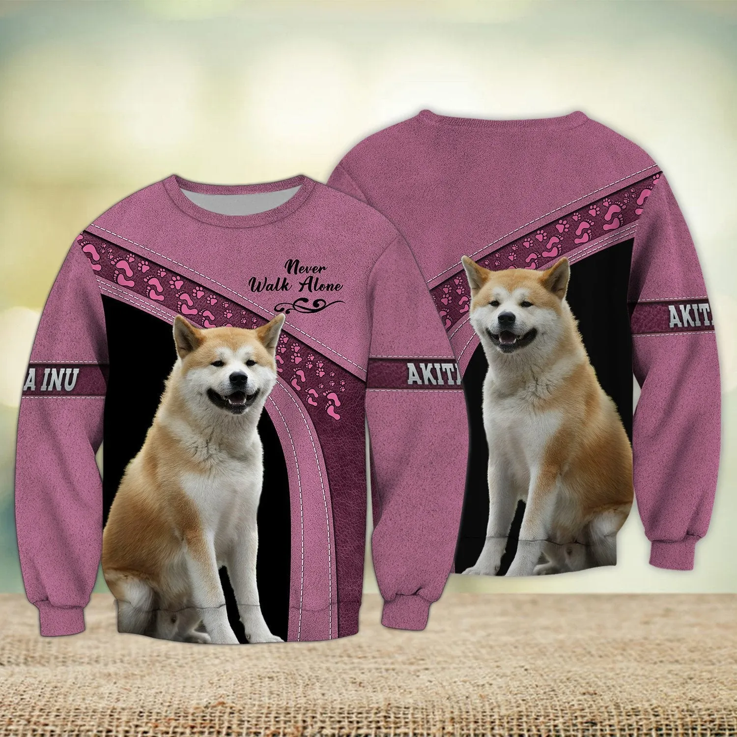 Shiba Inu Love Never Walk Alone 3D Full Print Shirts, Sweatshirt for Loss of Dog Christmas