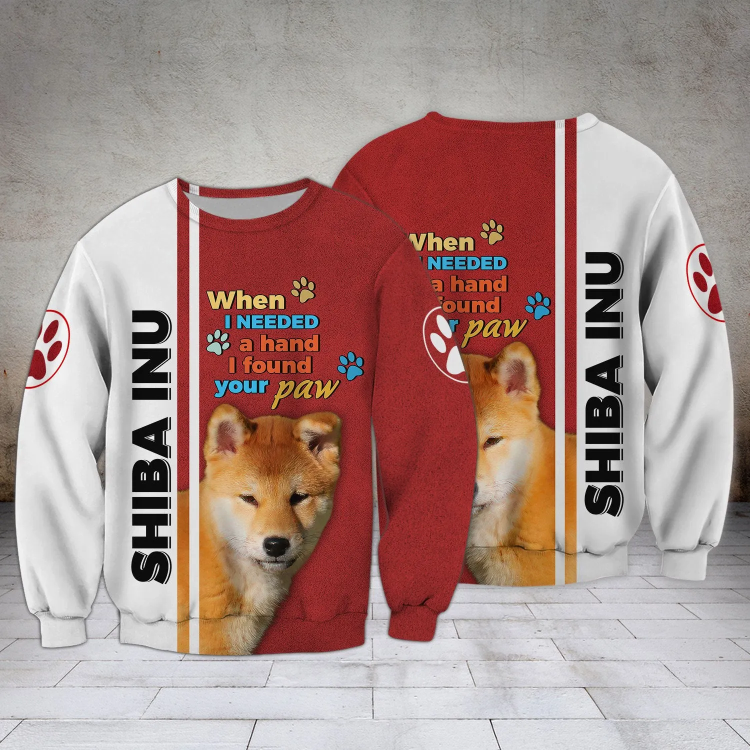 Shiba Inu Love Never Walk Alone 3D Full Print Shirts, Sweatshirt for Loss of Dog Christmas