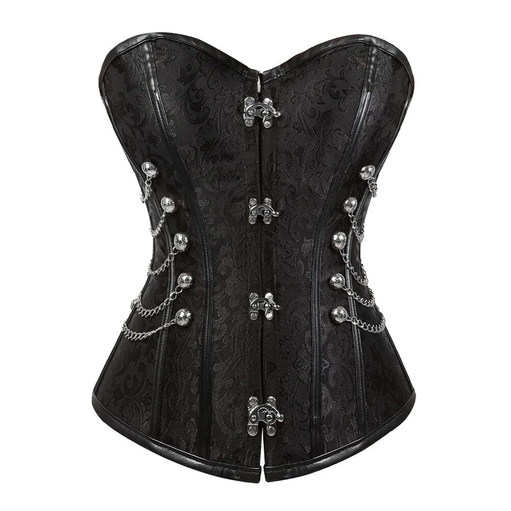 Steampunk Gothic Faux Leather Overbust Corset