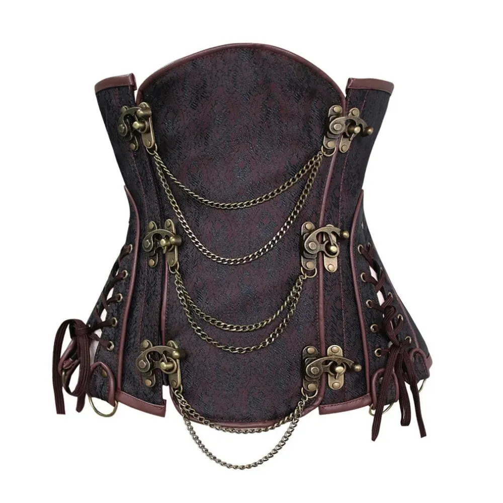 Steampunk Gothic Faux Leather Overbust Corset