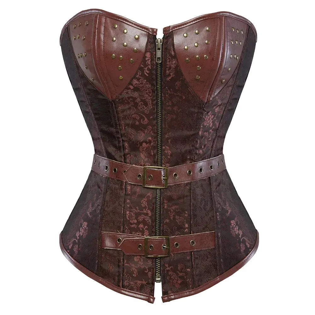 Steampunk Gothic Faux Leather Overbust Corset