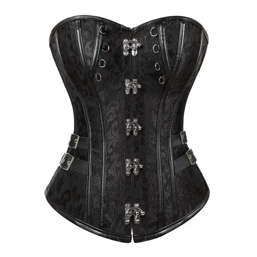 Steampunk Gothic Faux Leather Overbust Corset