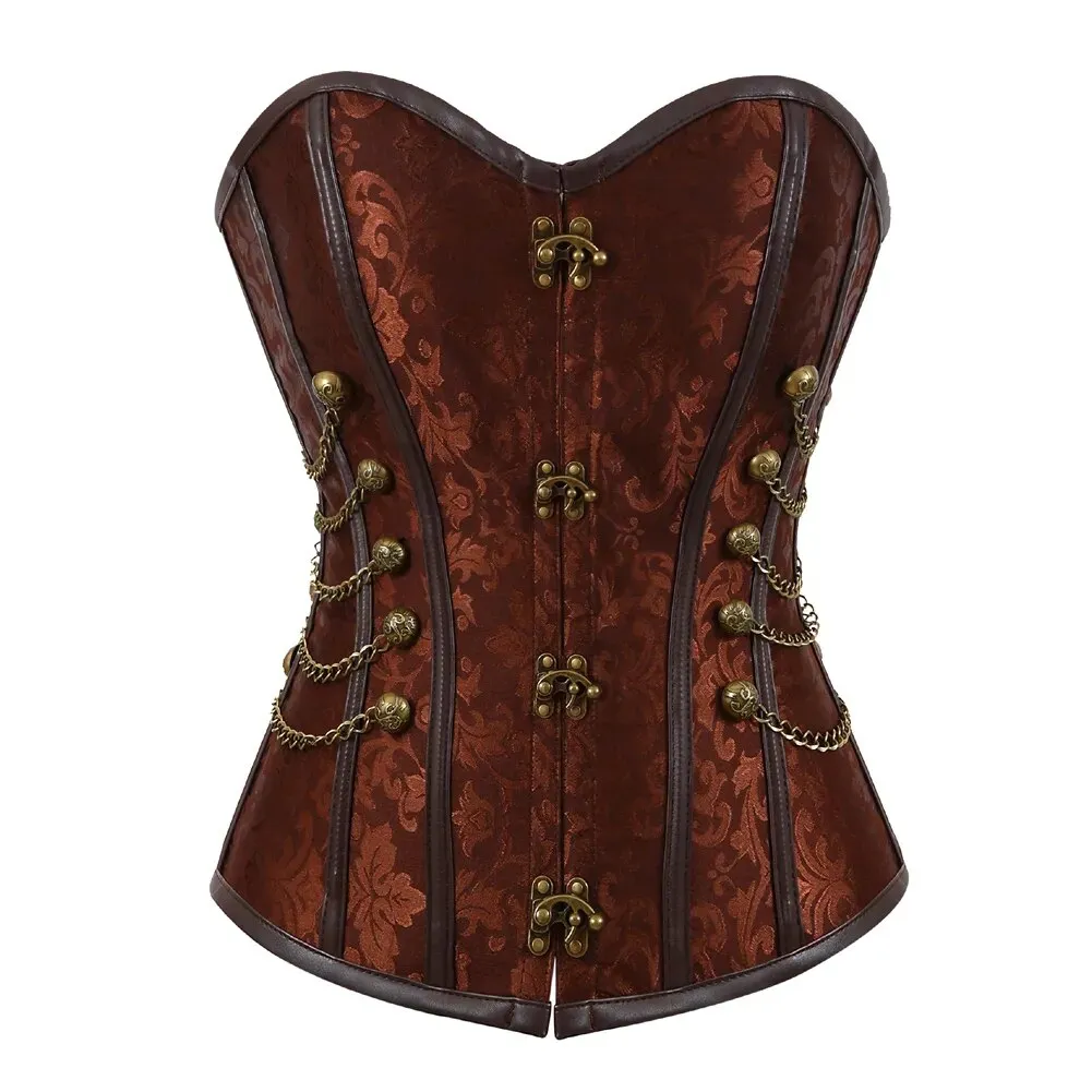 Steampunk Gothic Faux Leather Overbust Corset