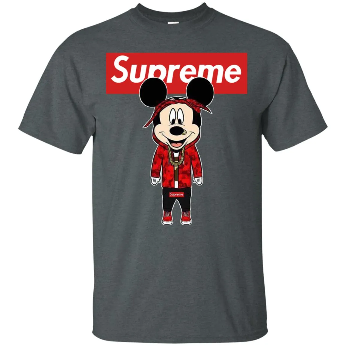 Supreme Mickey Style Fashion T-shirt Men Cotton T-Shirt