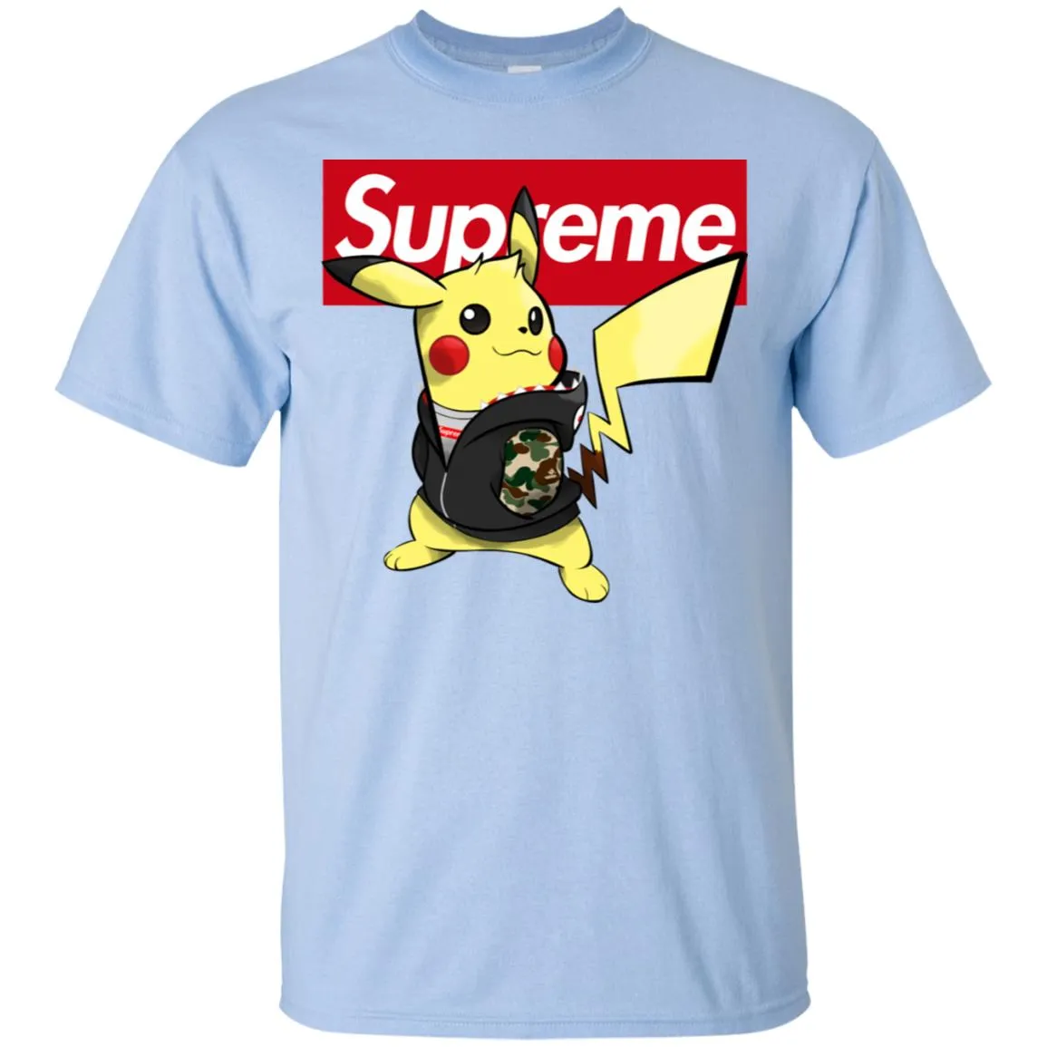 Supreme Pikachu T-shirt Men Cotton T-Shirt