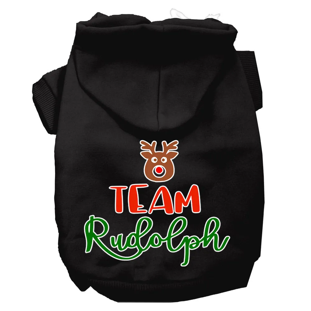 Team Rudolph Screen Print Dog Hoodie Black S